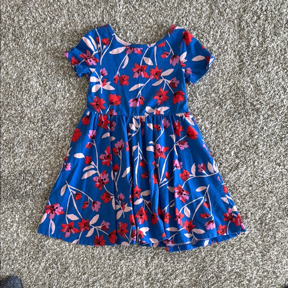 Tea Collection Blue and Red Flutter Sleeve Sundress